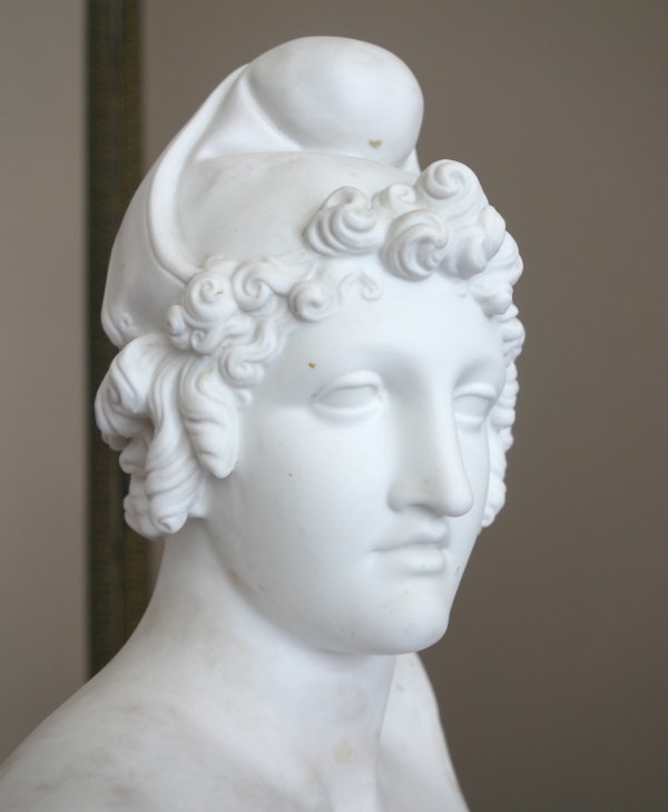 Sèvres - buste de Pâris d'après Canova en biscuit de porcelaine et marbre - vers 1830