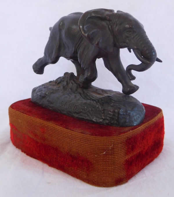 Barye : Senegal elephant running, 19th century bronze sculpture - Barbedienne