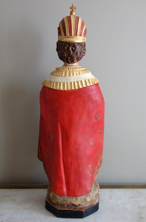 Tall devotion polychromatic plaster statue : Infant Jesus of Prague - 19th century