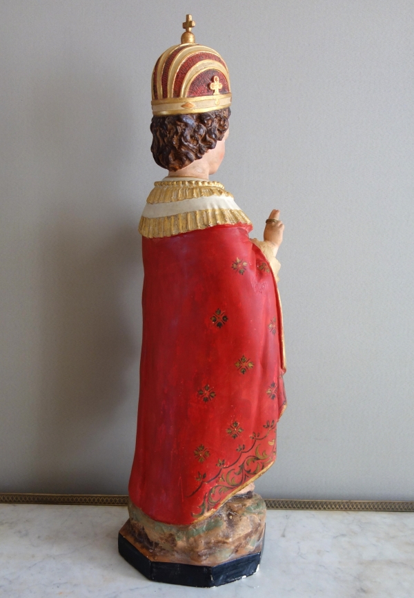 Tall devotion polychromatic plaster statue : Infant Jesus of Prague - 19th century