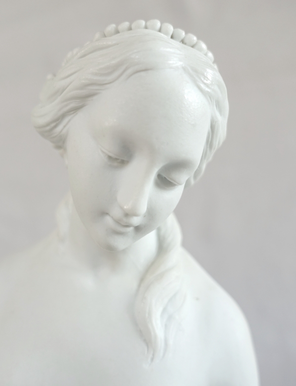 Tall porcelain biscuit sculpture : allegory of sculpture, ormolu base - Louis XVI style