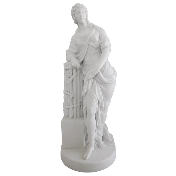 Tall biscuit porcelain sculpture, neoclassical allegory attributed to Locre - 18th century