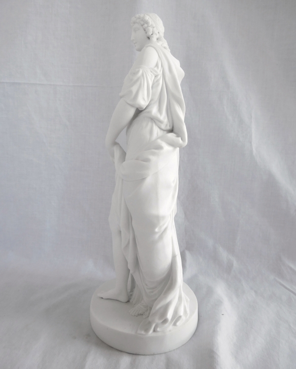 Tall biscuit porcelain sculpture, neoclassical allegory attributed to Locre - 18th century