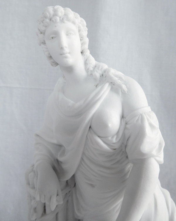 Tall biscuit porcelain sculpture, neoclassical allegory attributed to Locre - 18th century