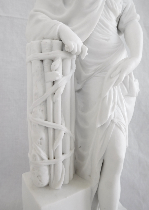 Tall biscuit porcelain sculpture, neoclassical allegory attributed to Locre - 18th century