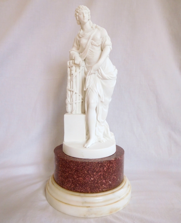 Tall biscuit porcelain sculpture, neoclassical allegory attributed to Locre - 18th century