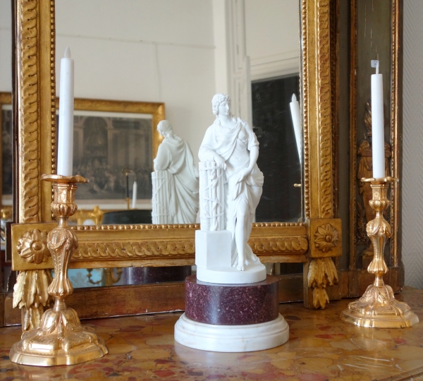 Tall biscuit porcelain sculpture, neoclassical allegory attributed to Locre - 18th century