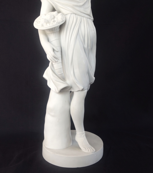 Tall neoclassical biscuit statue featuring Ceres - allegory of summer - 52cm