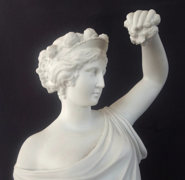 Tall neoclassical biscuit statue featuring Ceres - allegory of summer - 52cm