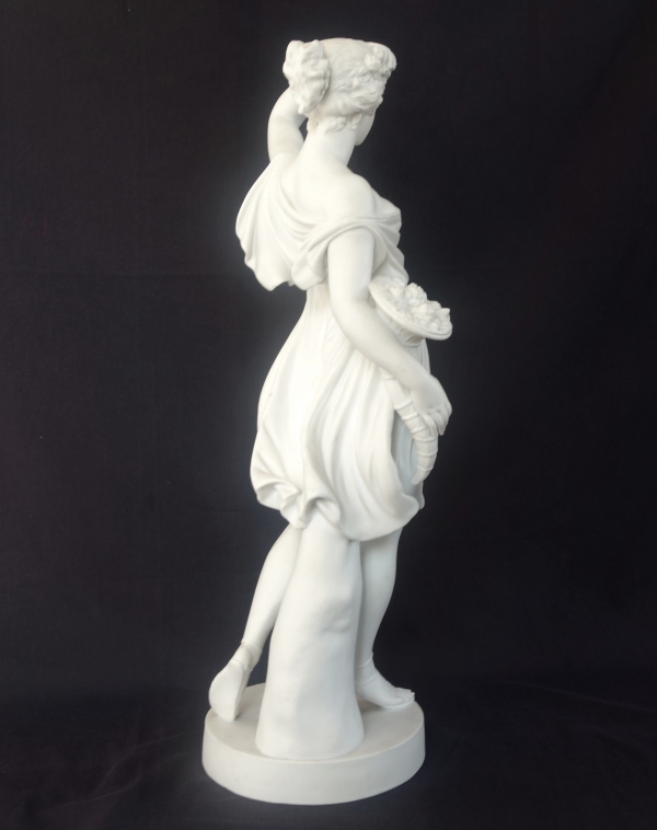 Tall neoclassical biscuit statue featuring Ceres - allegory of summer - 52cm