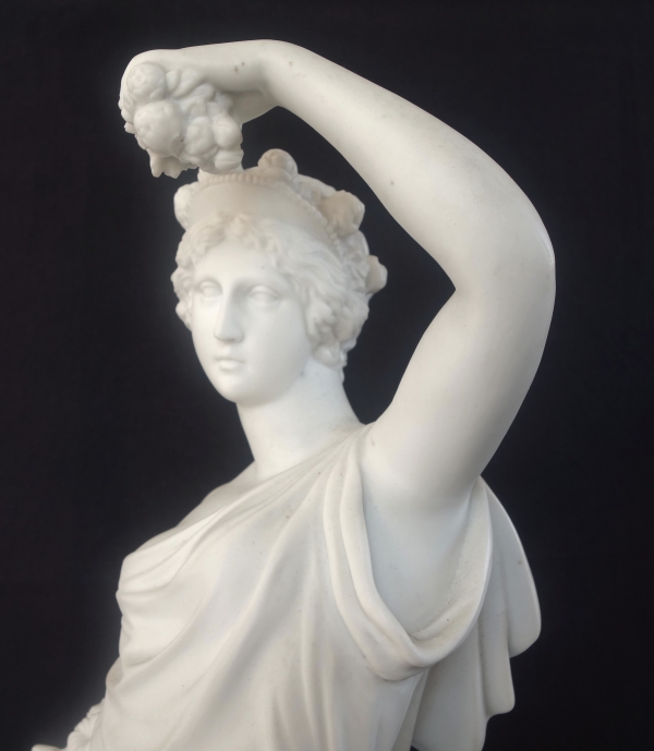 Tall neoclassical biscuit statue featuring Ceres - allegory of summer - 52cm