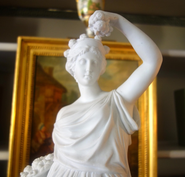 Tall neoclassical biscuit statue featuring Ceres - allegory of summer - 52cm
