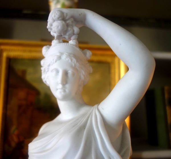 Tall neoclassical biscuit statue featuring Ceres - allegory of summer - 52cm
