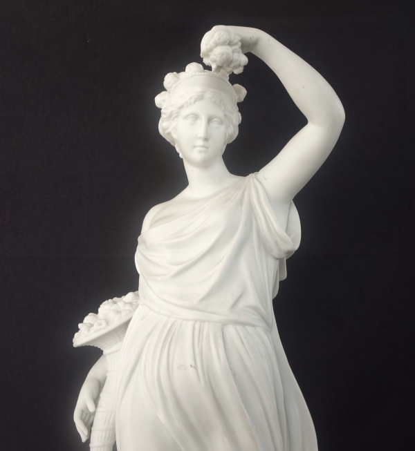 Tall neoclassical biscuit statue featuring Ceres - allegory of summer - 52cm