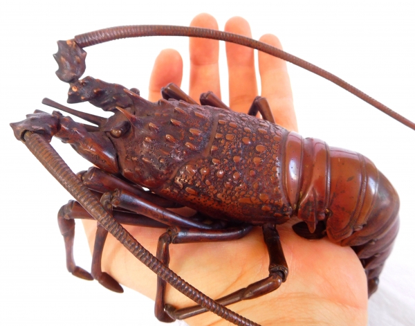 Jizai, langouste articulée en bronze patiné, Japon, époque Meiji