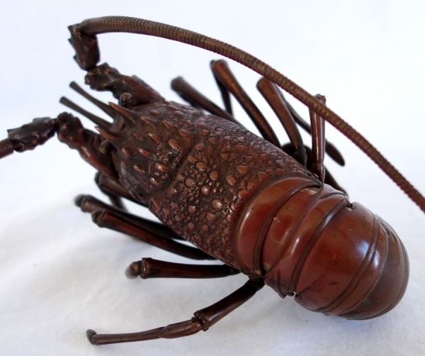 Jizai, langouste articulée en bronze patiné, Japon, époque Meiji