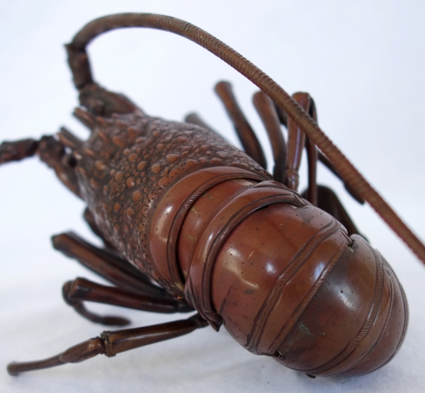 Jizai, langouste articulée en bronze patiné, Japon, époque Meiji