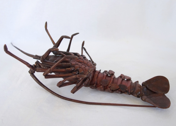 Jizai, langouste articulée en bronze patiné, Japon, époque Meiji