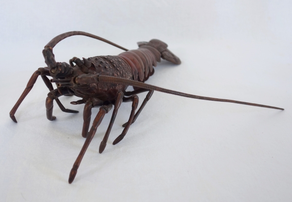 Jizai, langouste articulée en bronze patiné, Japon, époque Meiji