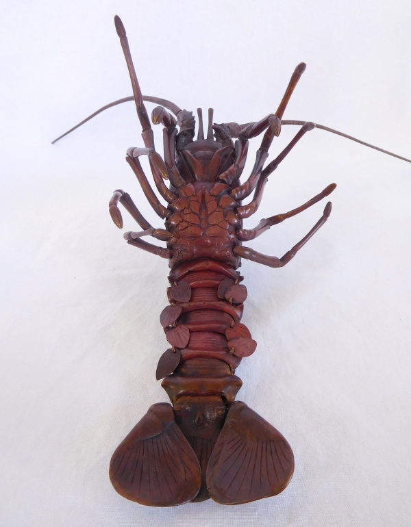 Jizai, langouste articulée en bronze patiné, Japon, époque Meiji