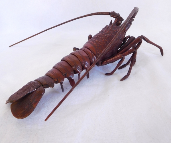 Jizai, langouste articulée en bronze patiné, Japon, époque Meiji