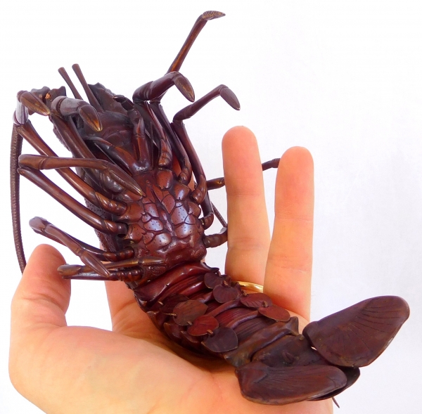 Jizai, langouste articulée en bronze patiné, Japon, époque Meiji