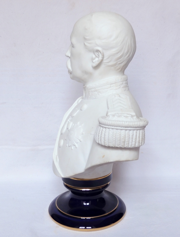 Porcelain biscuit bust of French Marshall de Mac Mahon - signed Sevres 1874
