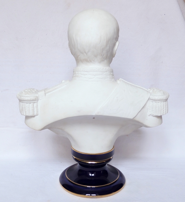 Porcelain biscuit bust of French Marshall de Mac Mahon - signed Sevres 1874