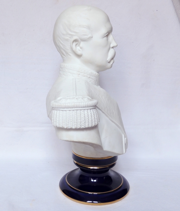 Porcelain biscuit bust of French Marshall de Mac Mahon - signed Sevres 1874