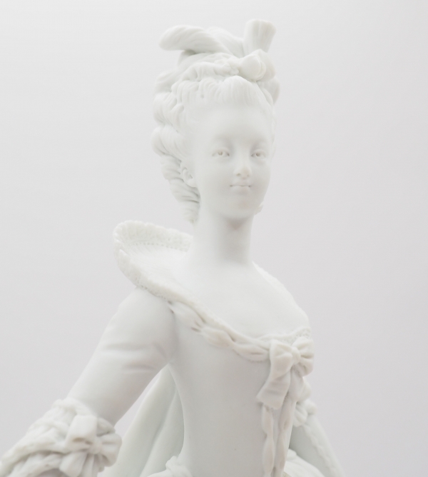 Queen Marie Antoinette statue after Vigee Lebrun's portrait, porcelain biscuit, Sevres Manufacture - signed