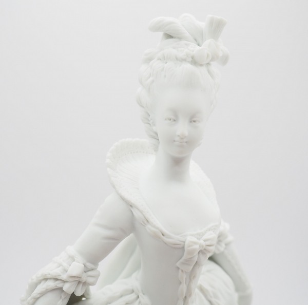 Queen Marie Antoinette statue after Vigee Lebrun's portrait, porcelain biscuit, Sevres Manufacture - signed