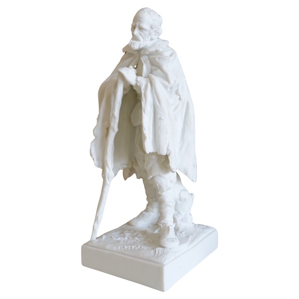 Mendiant ou gueux, statue en biscuit de porcelaine d'après Jacques Callot