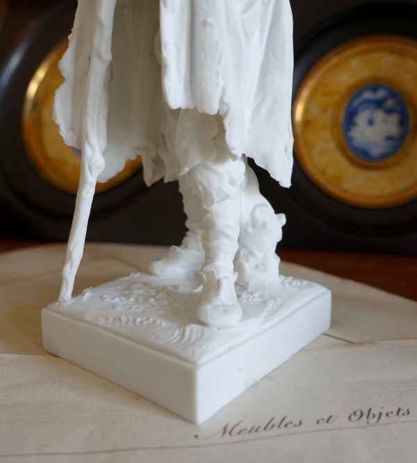 Mendiant ou gueux, statue en biscuit de porcelaine d'après Jacques Callot