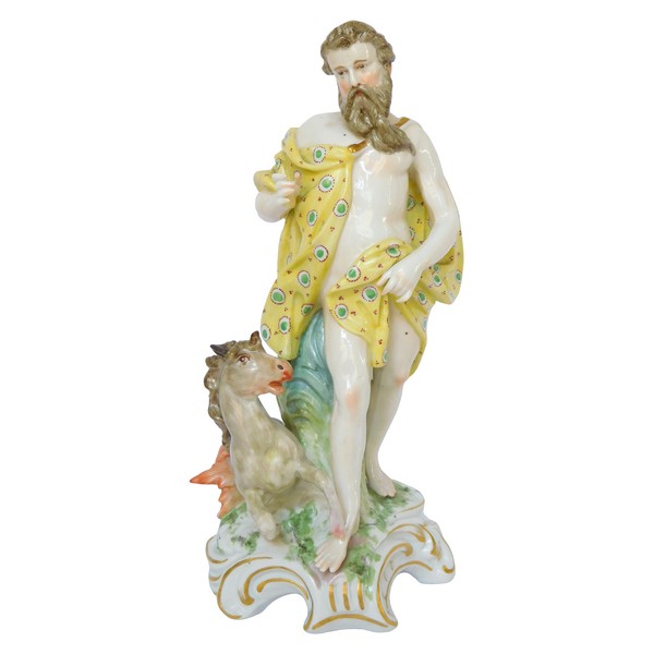 Statuette en porcelaine de Saxe - Poséidon dieu de la mer - époque XIXe siècle - Sitzendorf