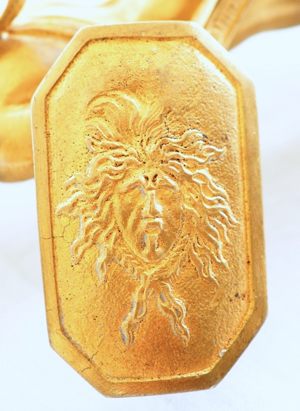 Bronze greek warrior shaped paperweight, yellow Sienna marble base, 19th century