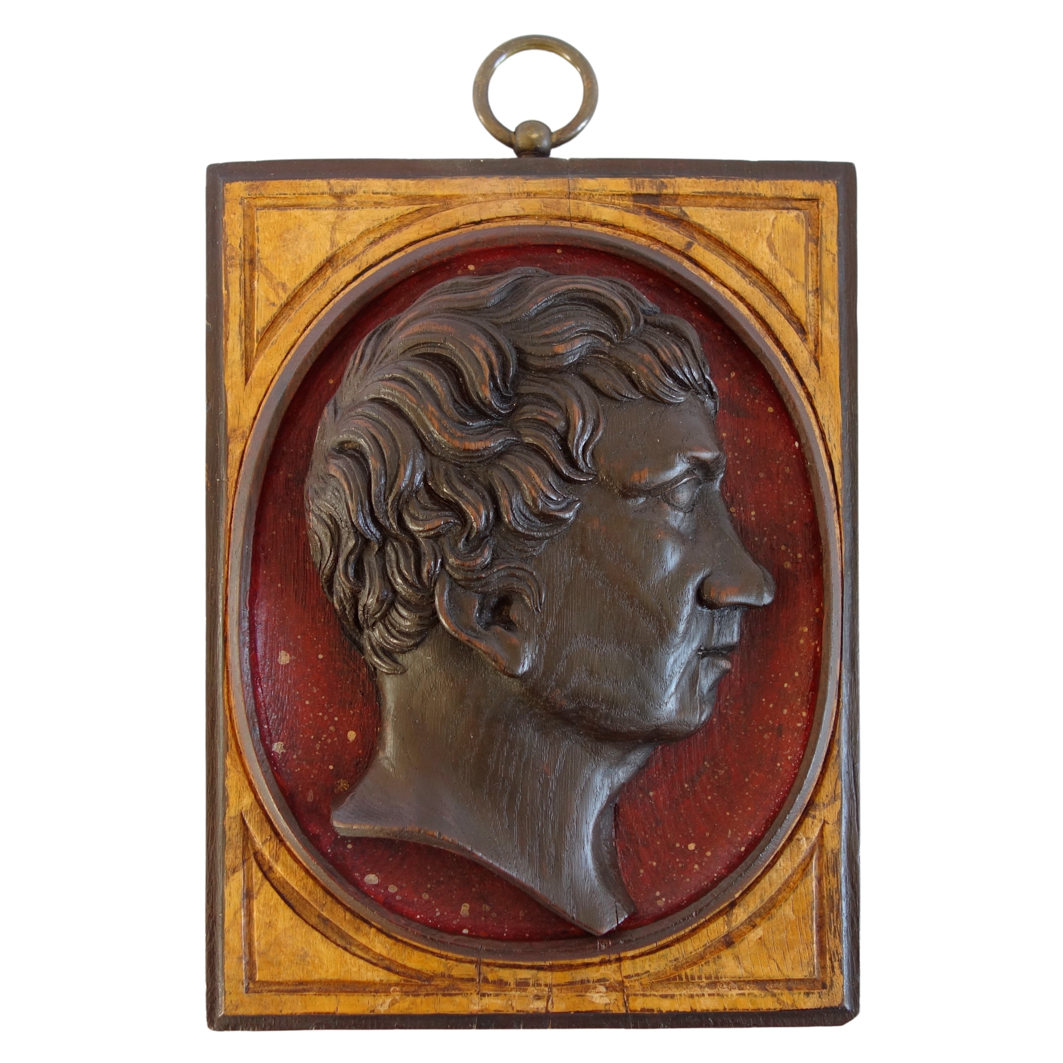 Sculpted wood Roman Emperor profile - 19th century