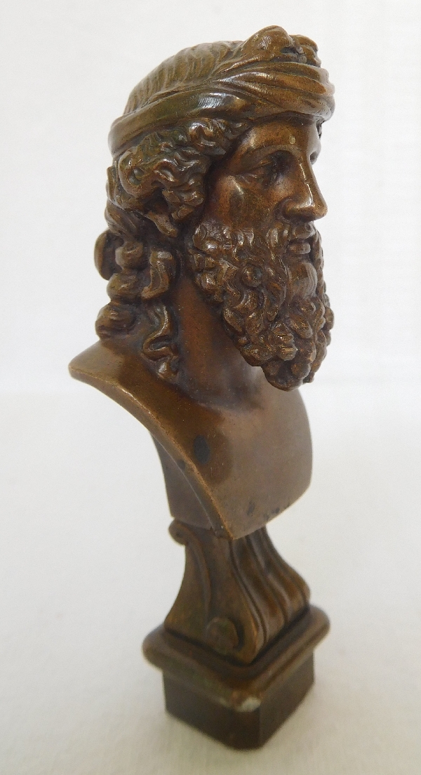 Barbedienne bronze seal, coat of arms : Greek philosopher bust