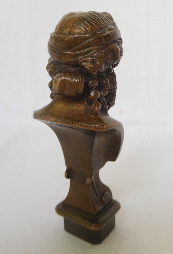 Barbedienne bronze seal, coat of arms : Greek philosopher bust