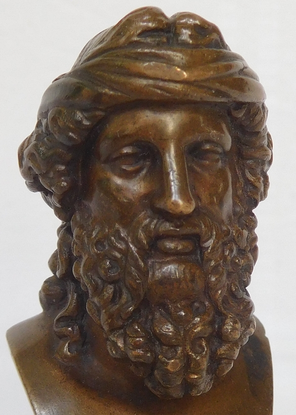 Barbedienne bronze seal, coat of arms : Greek philosopher bust