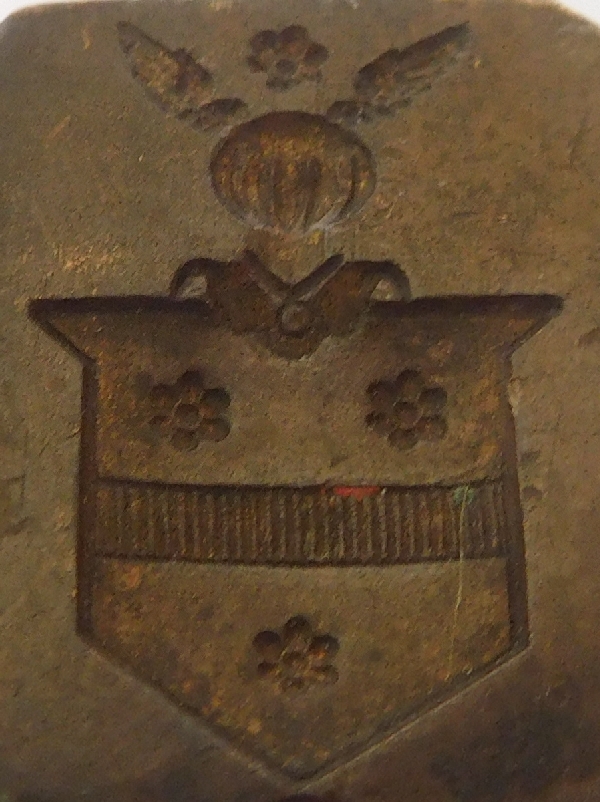 Barbedienne bronze seal, coat of arms : Greek philosopher bust
