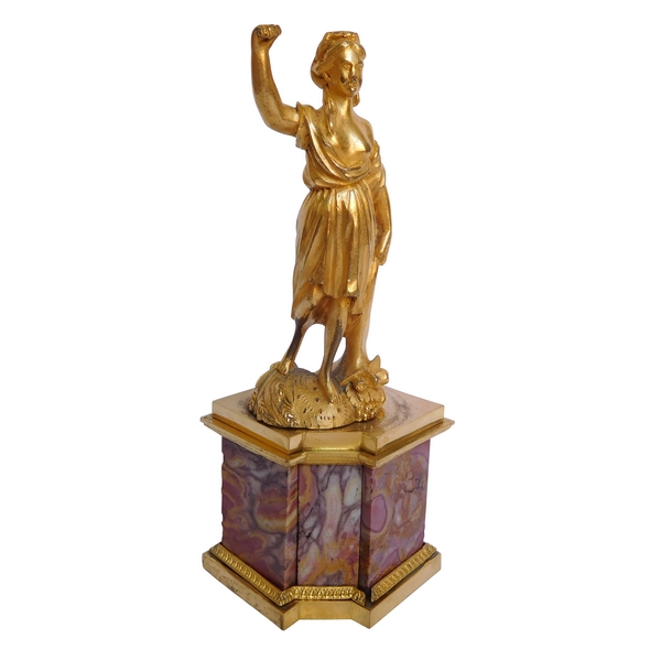 Statue de Cérès en bronze doré sur socle de jaspe - époque fin XVIIIe siècle ou Empire