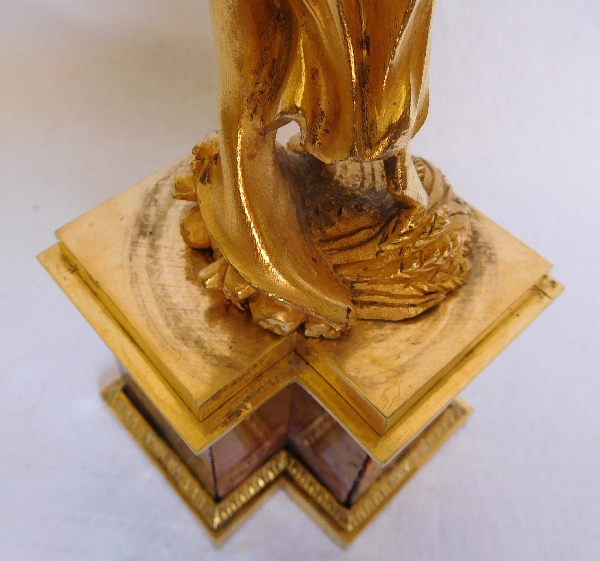 Ormolu statue of Ceres, jasper pedestal - late 18th century / Empire period