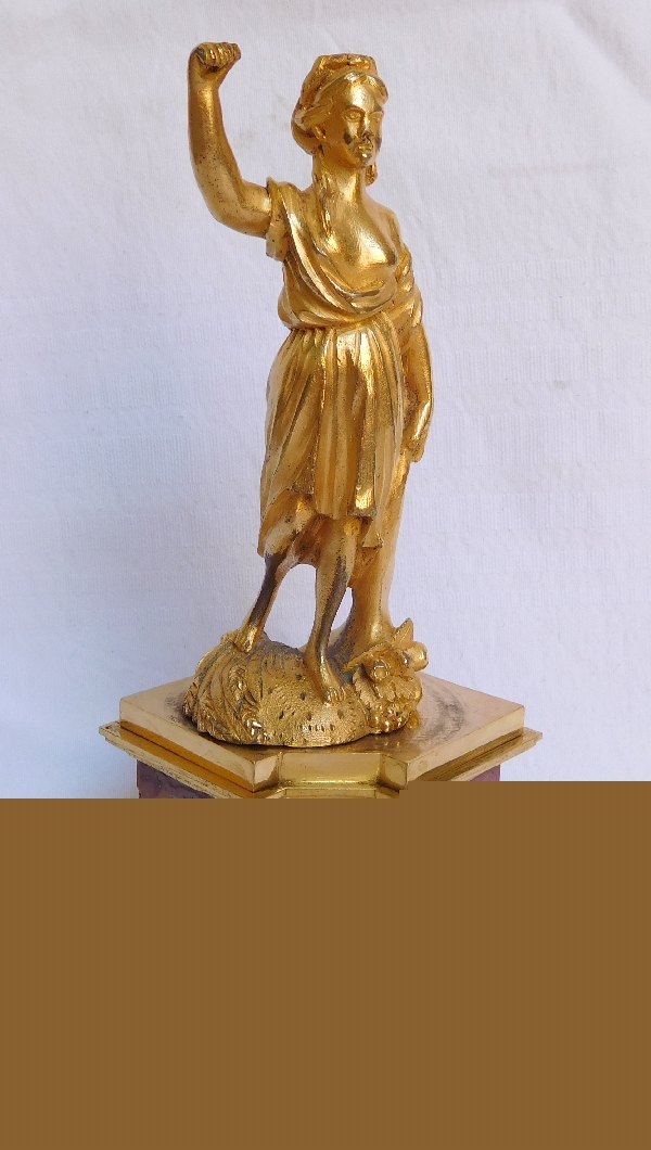 Statue de Cérès en bronze doré sur socle de jaspe - époque fin XVIIIe siècle ou Empire