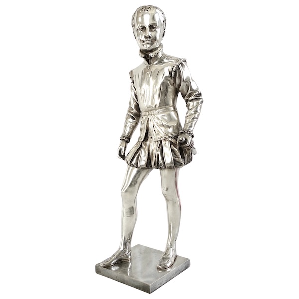 Silver plated bronze statue : Henri IV King of France as a child