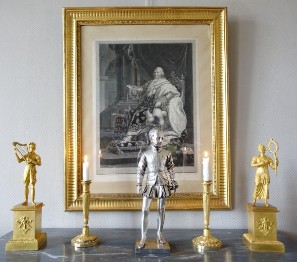 Silver plated bronze statue : Henri IV King of France as a child