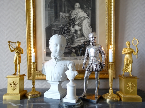 Silver plated bronze statue : Henri IV King of France as a child