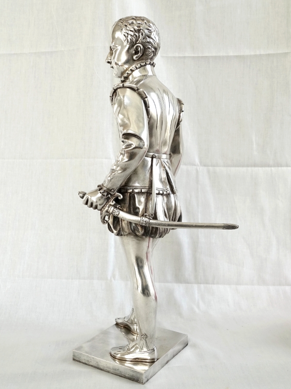 Silver plated bronze statue : Henri IV King of France as a child