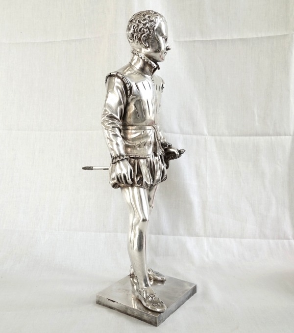 Silver plated bronze statue : Henri IV King of France as a child