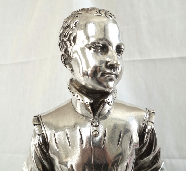 Silver plated bronze statue : Henri IV King of France as a child