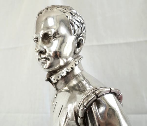 Silver plated bronze statue : Henri IV King of France as a child